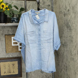 NWT Side Stitch Plus Size Tencera Button Front Short-Sleeve Top. A350095 Plus 3X