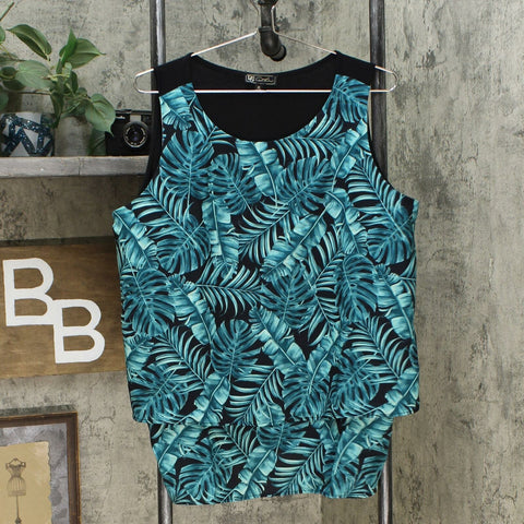 DG2 by Diane Gilman Women's Printed Media Easy Tank Palm Leaf XL