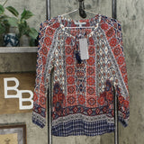 Daniel Rainn Women's Smocked Neck Long Sleeve Peasant Top