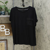 DG2 by Diane Gilman Women's Slub Burnout Pocket T-Shirt Black XL