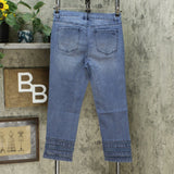 DG2 by Diane Gilman Stretch Crochet Lattice Hem Cropped Jeans