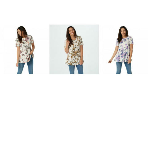 Denim & Co. Women's Printed Jersey Fit and Flare Henley Tunic