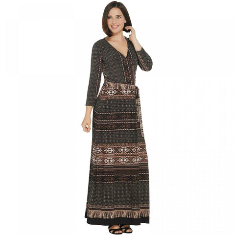 Attitudes by Renee Petite Como Jersey Printed Faux Wrap Maxi Dress
