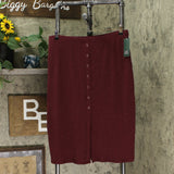 Wild Fable Women's Snap Accent Rib Knit Midi Sweater Skirt