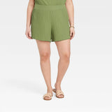 A New Day Women's Plus Size High-Rise Ribbed Shorts