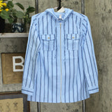 Denim & Co. Women's Stretch Twill Zip Front Striped Hooded Jacket