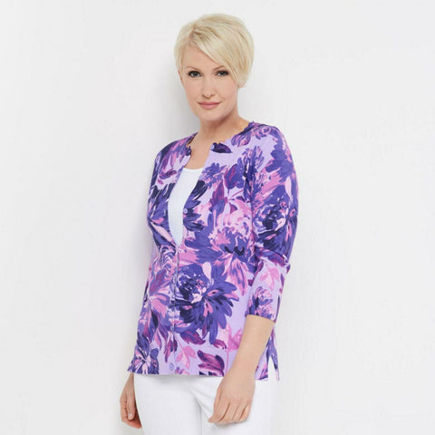 Isaac Mizrahi Live! Plus Size Watercolor Floral Cardigan Sweater