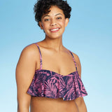 Kona Sol Women's Long Line Flounce Bikini Top