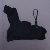 Kona Sol Women's Ruffle One Shoulder Bikini Top Black Large