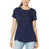 DG2 by Diane Gilman Women's Knotted Drape Waist Slub Knit T-Shirt