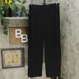 Soft & Cozy Women's Relaxed Jersey Knit Pants With Chiffon Trim Black XL