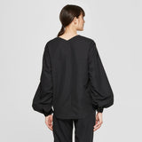 Prologue Women's Long Blouson Sleeve V-Neck Blouse