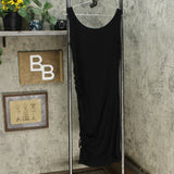 Skinnygirl Women's Connie Side Ruched Midi Tank Dress Black Large