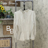 Who What Wear Women's Long Sleeve Shirred Ruffle Blouse
