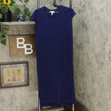Jessica Simpson Women's Cap Sleeve Side Slit Midi Dress Maritime Blue Small