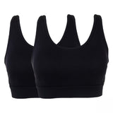 Yummie 2 Pack Cross Back Wireless Bras With Removable Pads Black/ Black L/XL