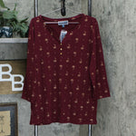 Karen Scott Plus Size Printed 3/4-Sleeve Henley Shirt