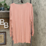 Slinky Brand Women's Ruched-Sleeve V-Neck Tunic With Step Hem
