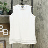 DG2 by Diane Gilman Women's Crochet Trim Tank Top Ivory Small