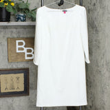 Vince Camuto 3/4 Sleeve Puff Shoulder Crepe Sheath Dress Pearl Large