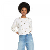 Mighty Fine Women's Embroidered Daisy Cropped Sweatshirt