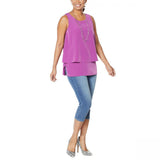 DG2 by Diane Gilman Women's Woven and Knit Tank Top