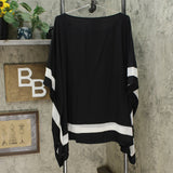 MarlaWynne WynneLayers Women's Plus Size Mixed Media Border Poncho Blouse