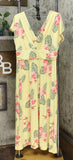 IMAN Women's Boho Chic Maxi Dress with Head Wrap Yellow Floral Petite XL