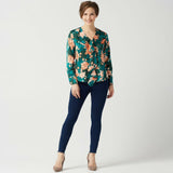 Laurie Felt Women's Woven Front Ruffle Blouse