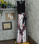 INC International Concepts Petite Knit Top Floral Skirt Maxi Dress 4P