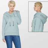 Peace Love World Women's Cowl Neck Hoodie With Affirmation
