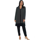 Dennis Basso Women's Colorblocked Soft Touch Cardigan Charcoal/ Black Large