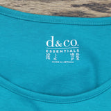 Denim & Co. Essentials Jersey Elbow-Sleeve Scoop Neck Top Fall Turquoise Large