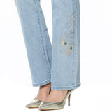DG2 by Diane Gilman Women's Plus Size Peacock Embellished Boot Cut Jeans