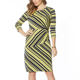 IMAN Women's Global Chic Luxury Resort Striped Jersey Sheath Dress