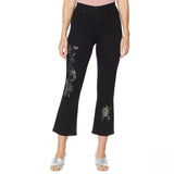 DG2 by Diane Gilman Women's Tall Floral Sequin Cropped Boot Cut Jeans