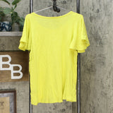 DG2 by Diane Gilman Women's Hi Low Flutter Sleeve T-Shirt Chartreuse XL