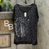 DG2 by Diane Gilman Women's Plus Size Burnout Printed And Embellished Top
