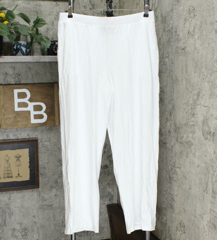 Denim & Co. Women's Pull-On Wide Leg Beach Pants White Large