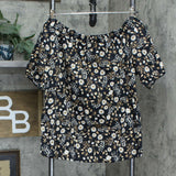 Martha Stewart Women's Stretch Sateen Floral Off-the-Shoulder Blouse