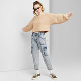 Wild Fable Women's High Rise Straight Leg Ankle Length Cargo Jeans