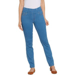 Denim & Co. Women's Soft Stretch Smooth Waist Jeans Antique Wash 8 Tall