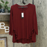 DG2 by Diane Gilman Women's Ruffled Knit Hi Low Hem Top