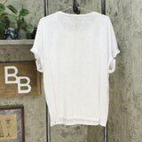 DG2 by Diane Gilman Women's Slub Burnout Pocket T-Shirt Ivory XL