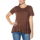 DG2 by Diane Gilman Women's Sustainable Bamboo Peplum Top Espresso Small