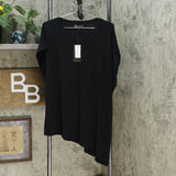 DG2 by Diane Gilman Women's Plus Size Asymmetric Hem V-Neck T-Shirt