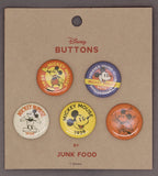 Junk Food 90th Anniversary Retro Mickey Mouse Set of 5 Button Pins