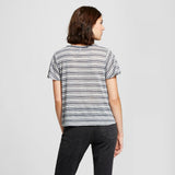 Xhilaration Women's Flutter Sleeve Striped Twist Front Knit Top T-Shirt