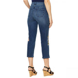 DG2 by Diane Gilman Women's Classic Stretch Embroidered Cropped Jeans