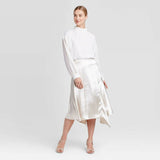 Prologue Women's Long Sleeve High Neck Mixed Media Blouse